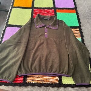 vintage woolrich fleece sweater green purple made in usa Large